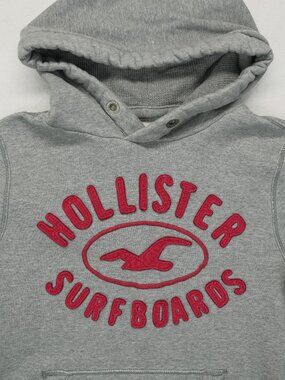 HOLLISTER Hoodie Pullover Gray L Y2K 00s Surfboard